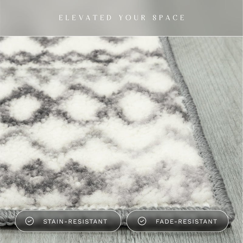 Maples Rugs Diamond Distressed Moroccan Area Rugs - Made in USA â€“ Washable, Non Slip Indoor Carpet for Entryway, Foyer, Kitchen, and Bathroom, 1'8 x 2'10, Ivory/Gray - Image 4